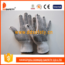 Black PVC Dots Both Sides Bleach Cotton Gloves (DKP228)